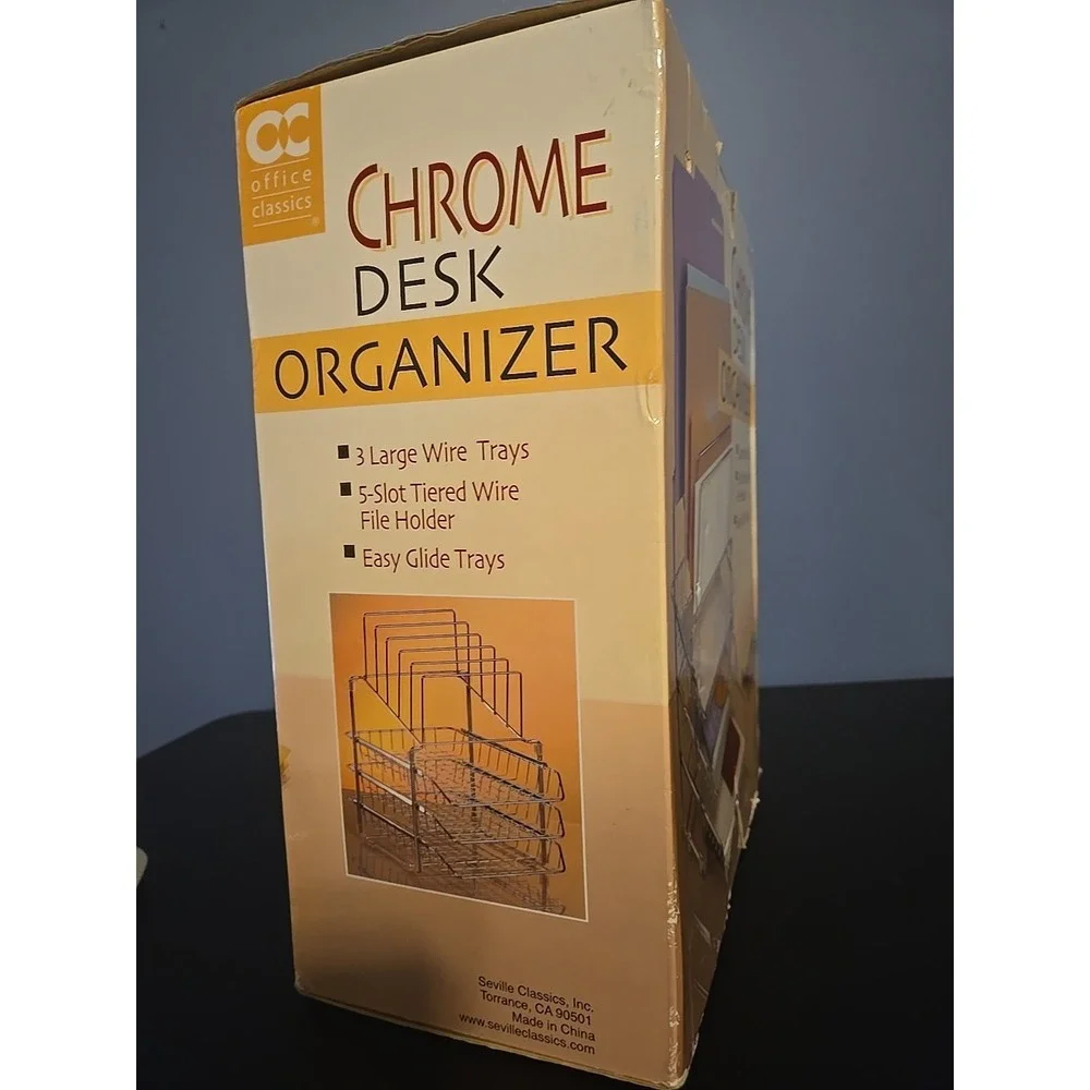 Chrome Notebook Letter Tray 3 Tier Desk Organizer Office Supplies File Folders